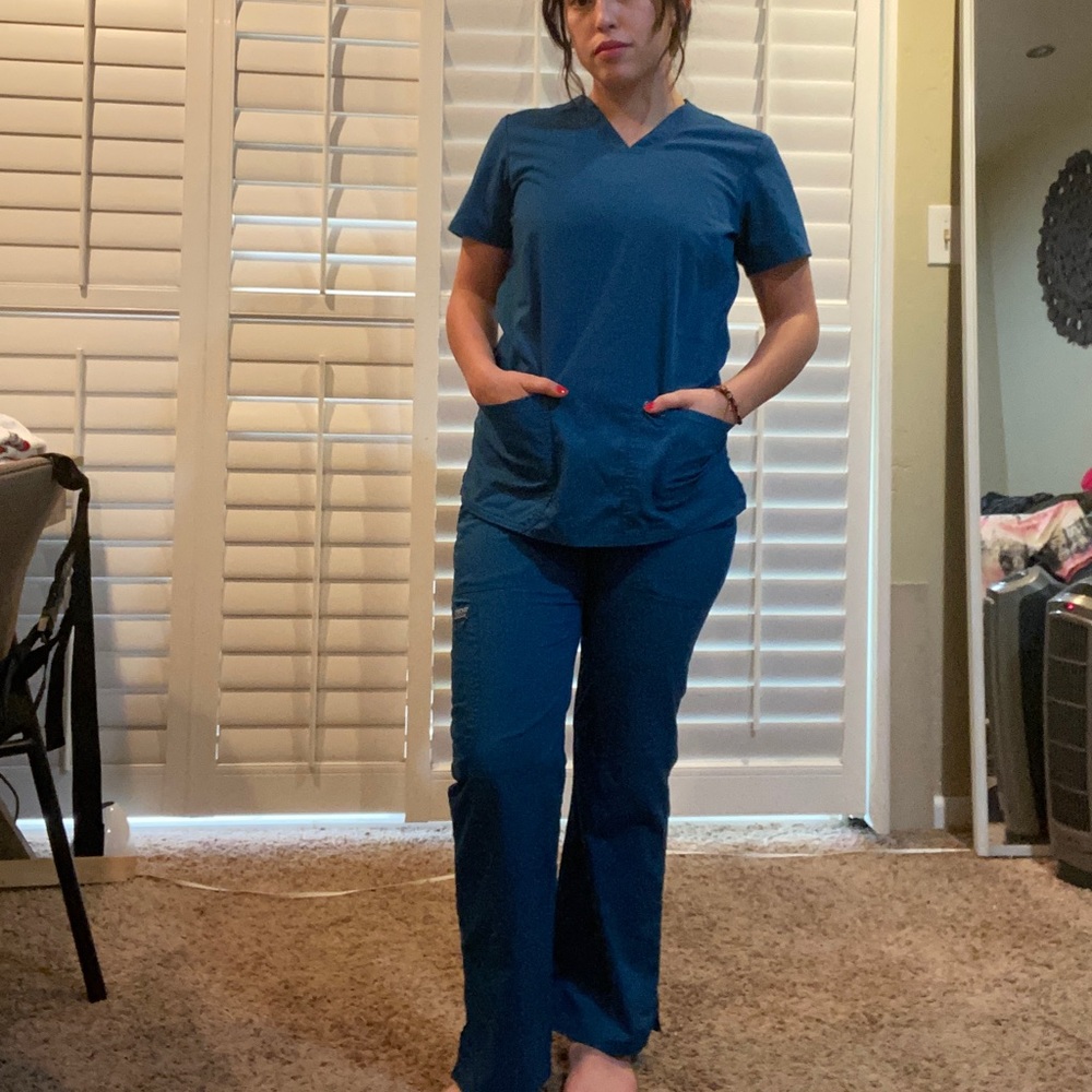 Dark teal Cherokee club scrub set